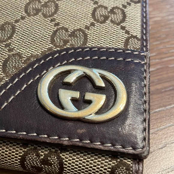 GUCCI brown canvas long wallet, double snap sides - Used authentic - Picture 6 of 12